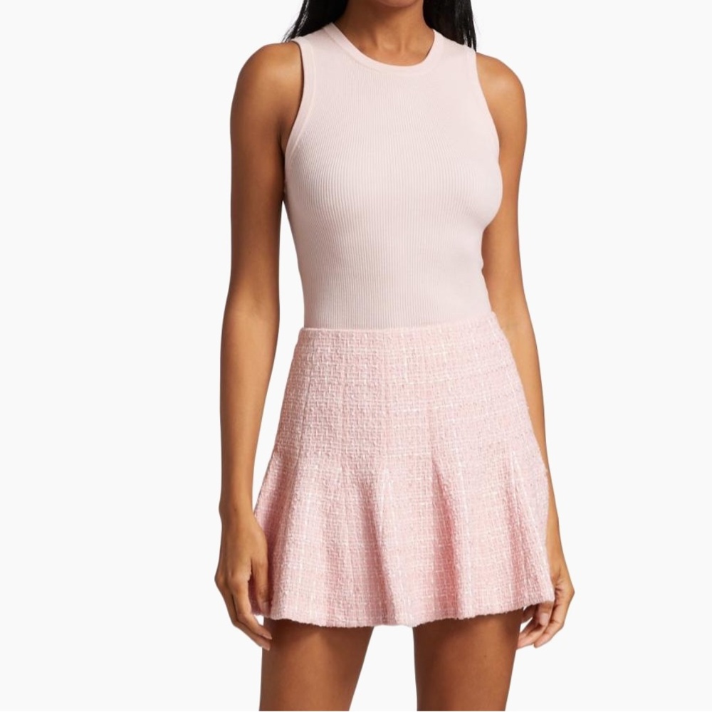 New Alice and Olivia Zona tweed Godet miniskirt - Picture 1 of 12